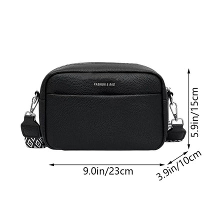 Canvas Crossbody Bag with Wide Patterned Strap – Unisex Camera Purse