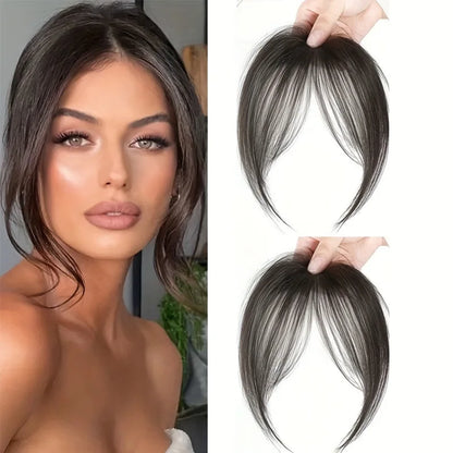 Clip-In Bangs Hair Extension Middle Part Natural Seamless Fringe