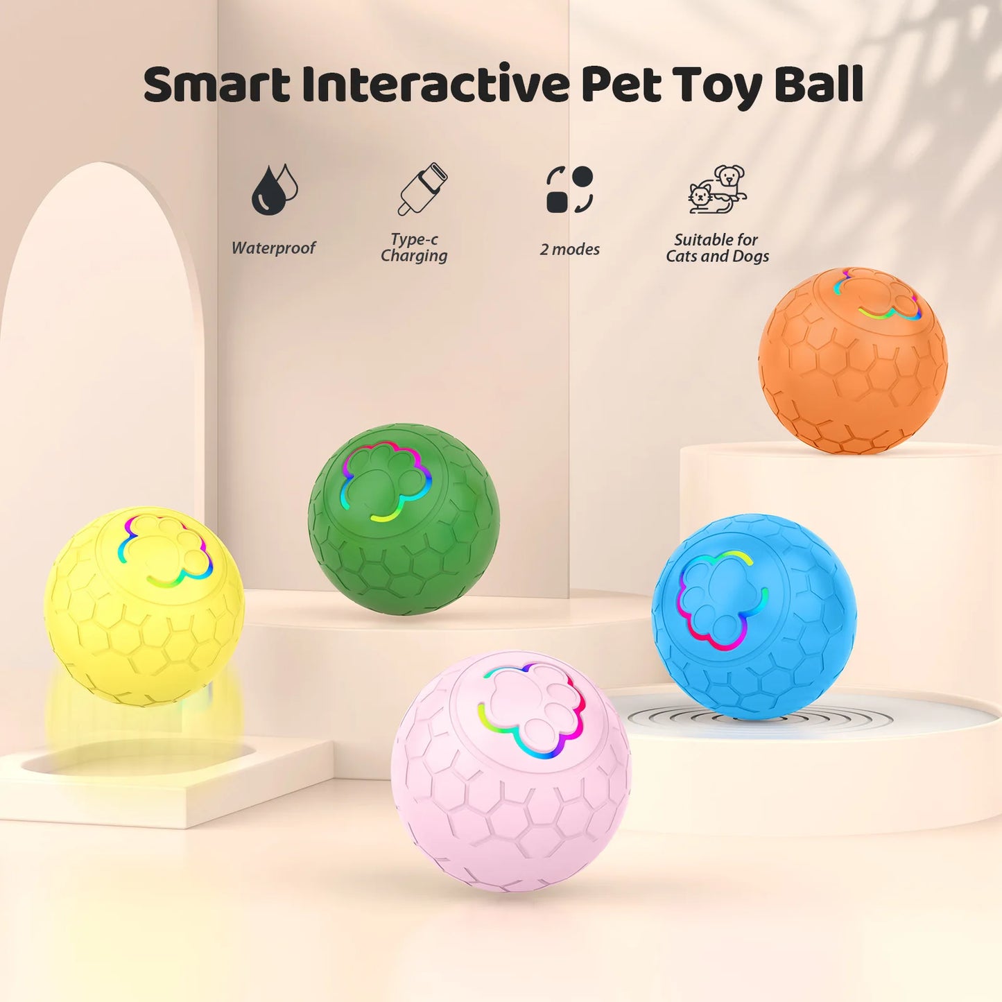 Smart Interactive Dog & Cat Toy Ball with RGB Lights