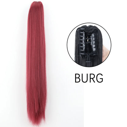 Synthetic Long Straight Claw Clip Ponytail Hair Extensions 24inch Heat Resistant Pony Tail Piece