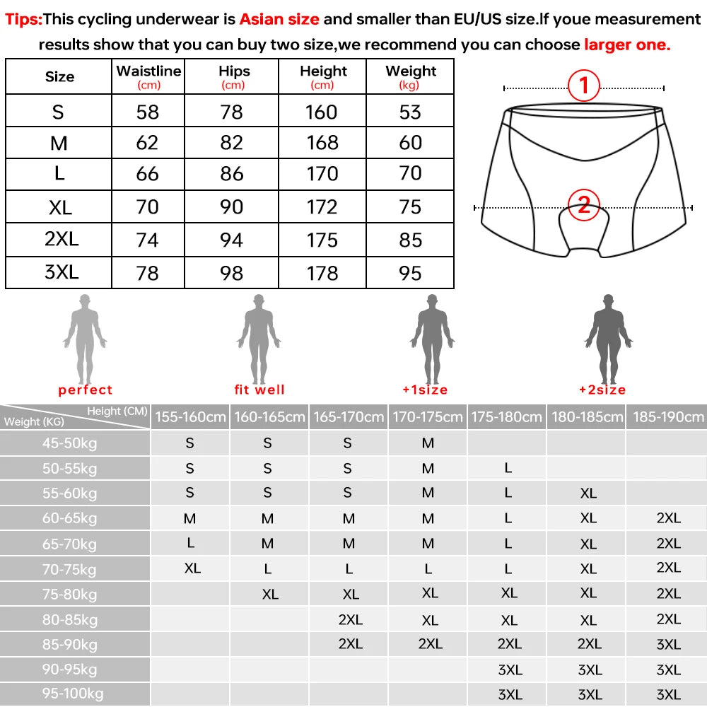 X-Tiger Men's 5D Gel Pad Cycling Underwear Shorts – MTB Road Bike