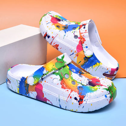 Unisex Paint Splatter Clogs – Breathable Slip-On Garden Shoes