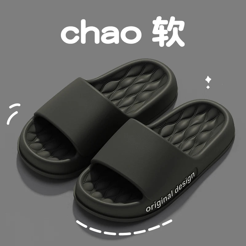 Men Trend Summer Slippers Soft Non-Slip Sole Cloud Sandals Home Beach Indoor Outdoor - Soft