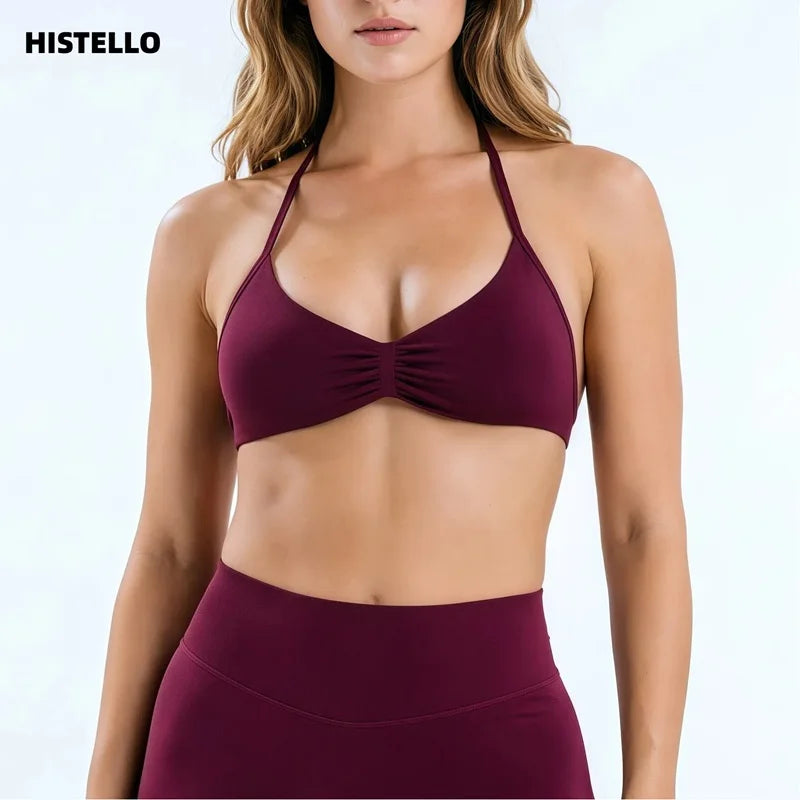 Women's Strappy Sports Bra – Padded Push-Up Gym Top