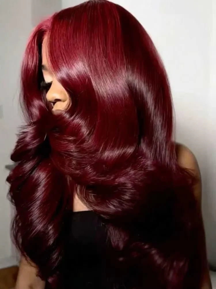 30 32 Inch Burgundy Wig Human Hair 250 Density 99j 13x4 Hd Body Wave Lace Front Wigs Pre Plucked