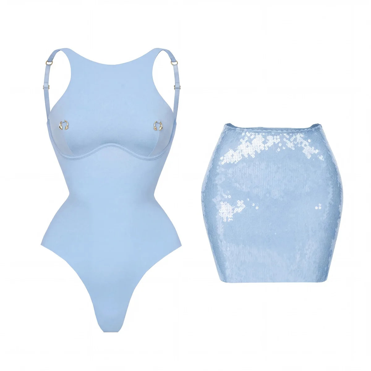 Women's 2-Piece Bodysuit & Sequin Skirt Set