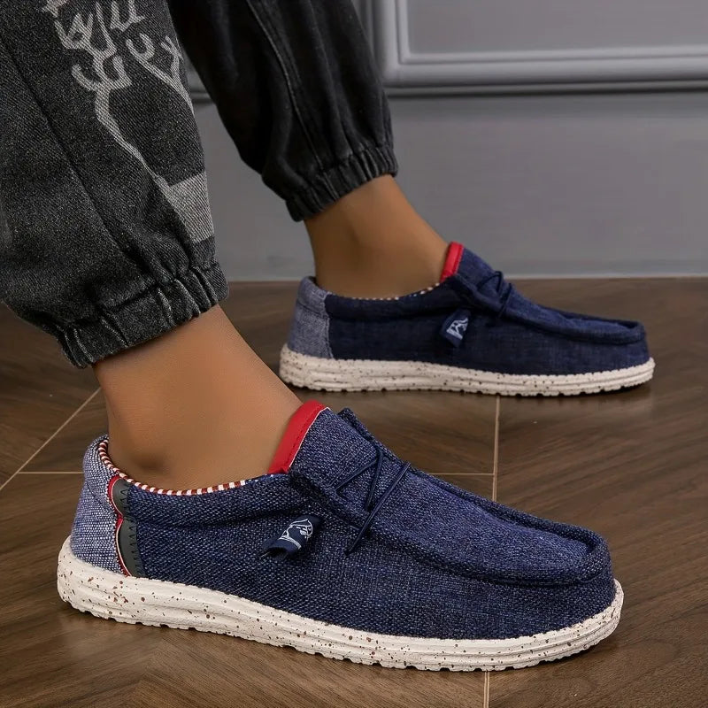 Men's Canvas Loafers – Breathable Slip-On Casual Flat Shoes
