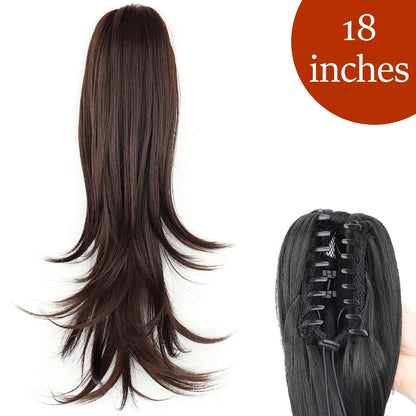 Synthetic Long Straight Claw Clip Ponytail Hair Extensions 24inch Heat Resistant Pony Tail Piece