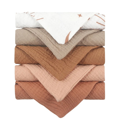 Baby Muslin Washcloths 5-Pack – Soft Gauze Cotton Face Towels