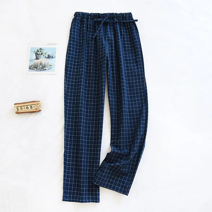 Women's Plaid Cotton Pajama Pants – Elastic Waist Tie Lounge Trousers