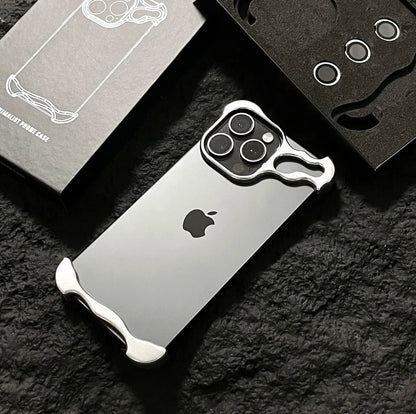 Irregular Metal Bumper Phone Case Iphone Air 13 14 15 16 17 18 Pro Max Plus Lens Film Protect Bare