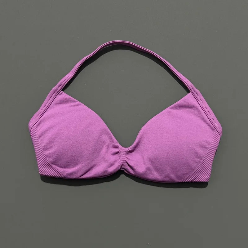 Women's Strappy Sports Bra – Padded Push-Up Gym Top