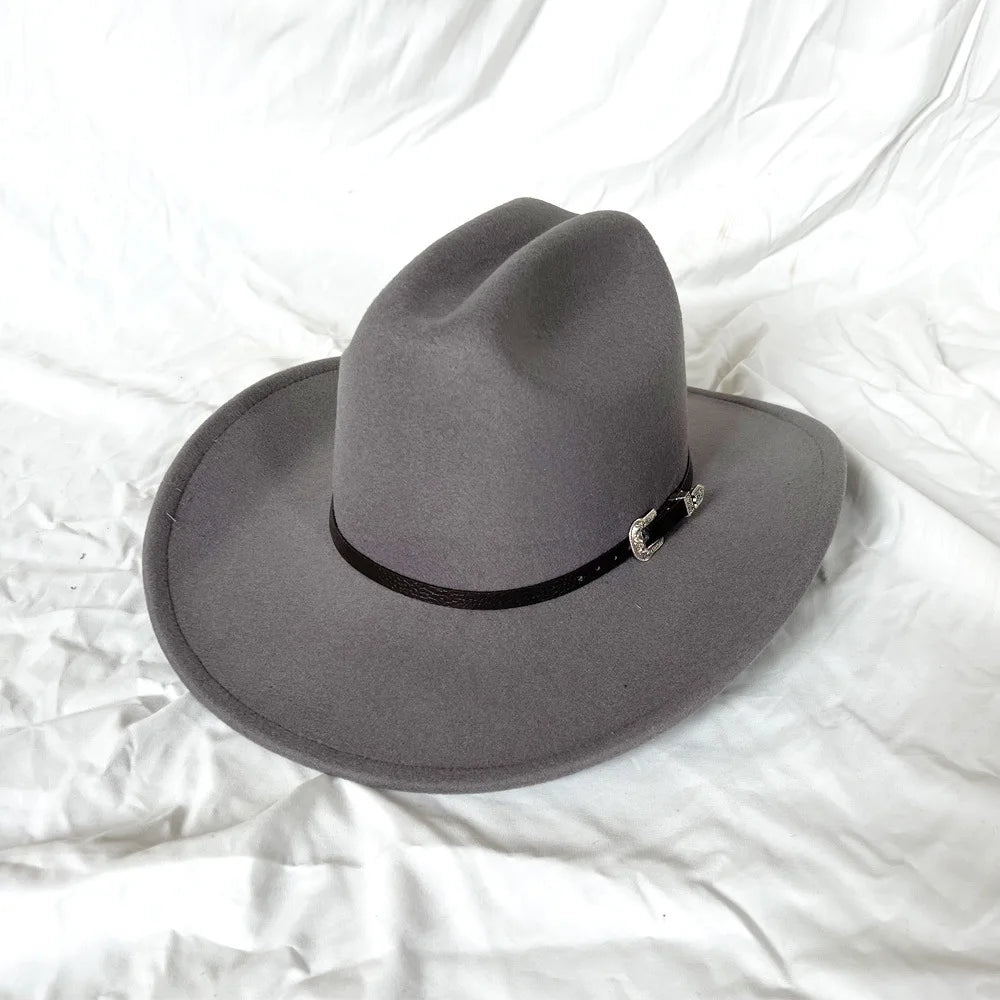 Wide Brim Cowboy Hat – Vintage Western Felt Hat for Men & Women