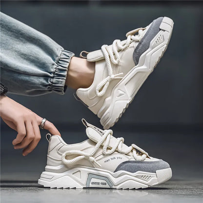 Men's Chunky Platform Sneakers – Casual Outdoor Lace-Up Shoes
