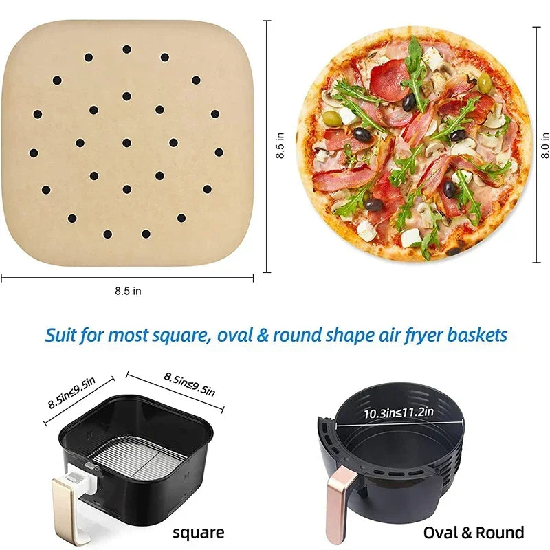 Air Fryer Parchment Paper Liners – Square Perforated