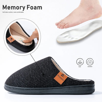 Winter Men S Slippers Memory Cotton Shoe Pad Tpr Large Sole Flat Bottom Anti Slip Warm Comfortable