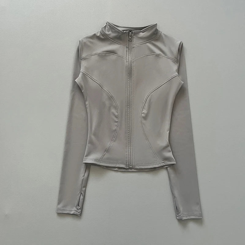 Women's Zip-Up Workout Jacket – Stretch Fitted Running & Yoga