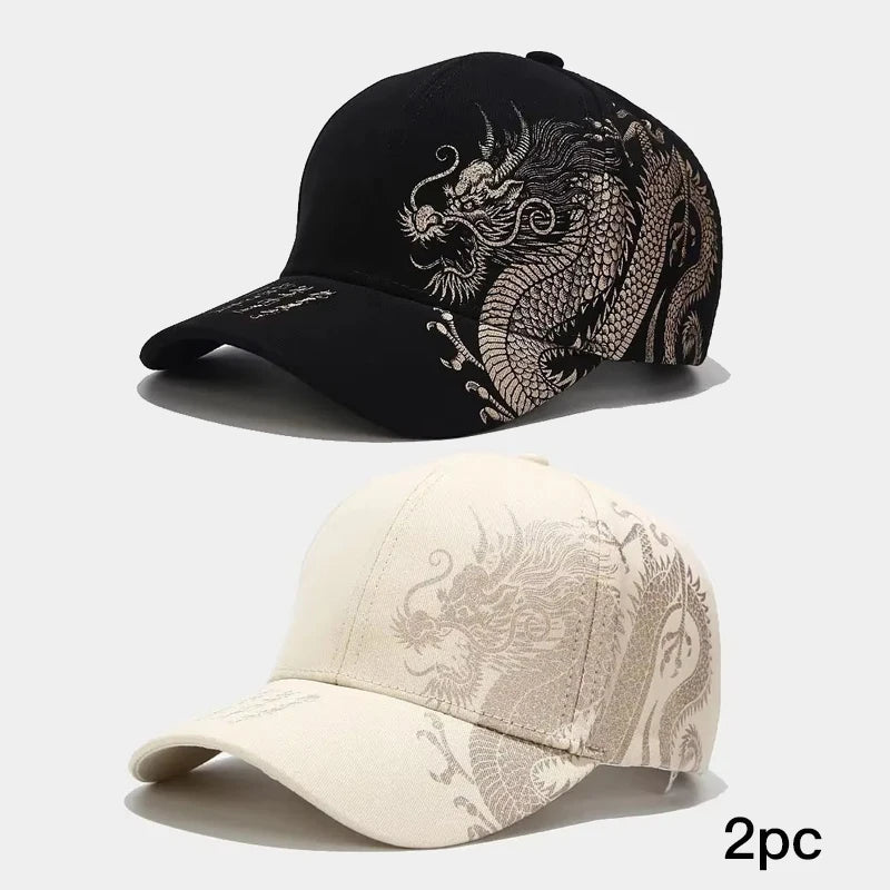 Dragon Embroidery Baseball Cap – Chinese Style Unisex Hat