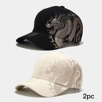 Dragon Embroidery Baseball Cap – Chinese Style Unisex Hat