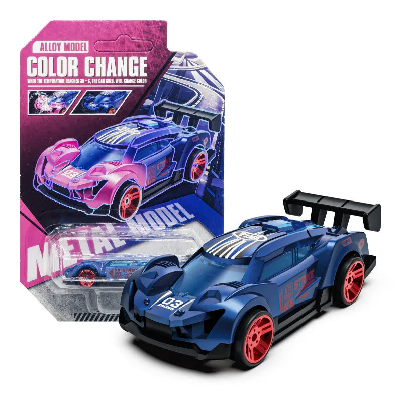 Color-Changing Die-Cast Racing Car Toy – 1:64 Pull Back Model