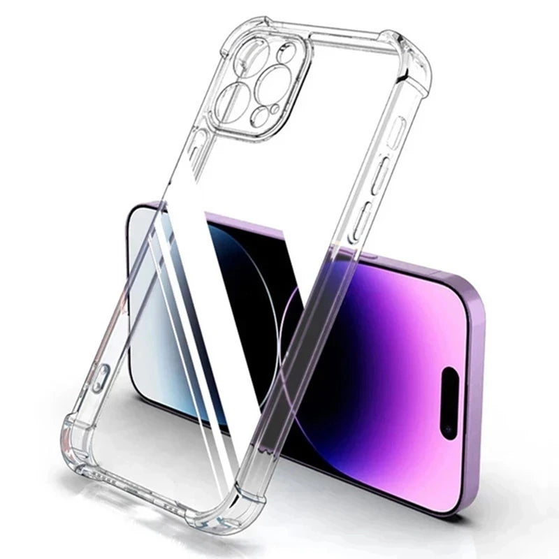Shockproof Silicone Clear Phone Case Iphone 13 11 14 Pro Max 12 Mini Lens Protection Back 15 16 Xs X