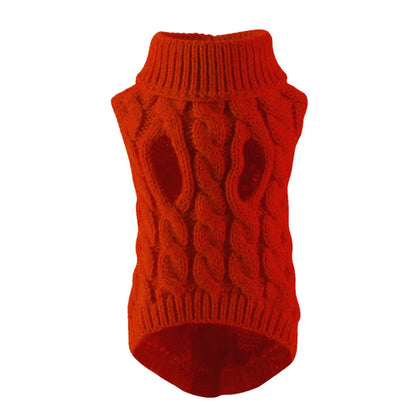 Cable Knit Dog Sweater – Warm Winter Turtleneck for Small Dogs