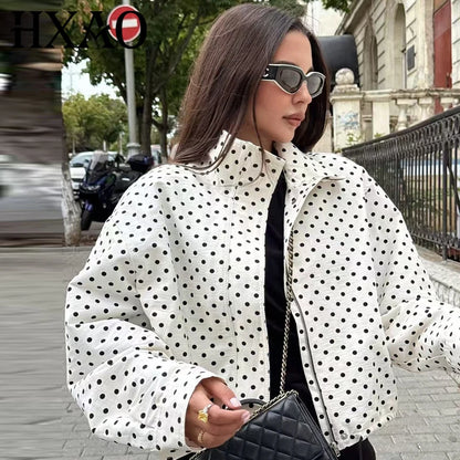 Polka Dot Bomber Jacket & Shorts Set – Women's Oversized Outerwear