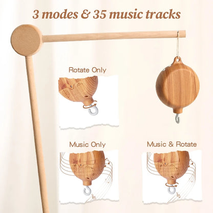 Baby Crib Music Box Mobile – Rotating Arm with Hanging Rattles