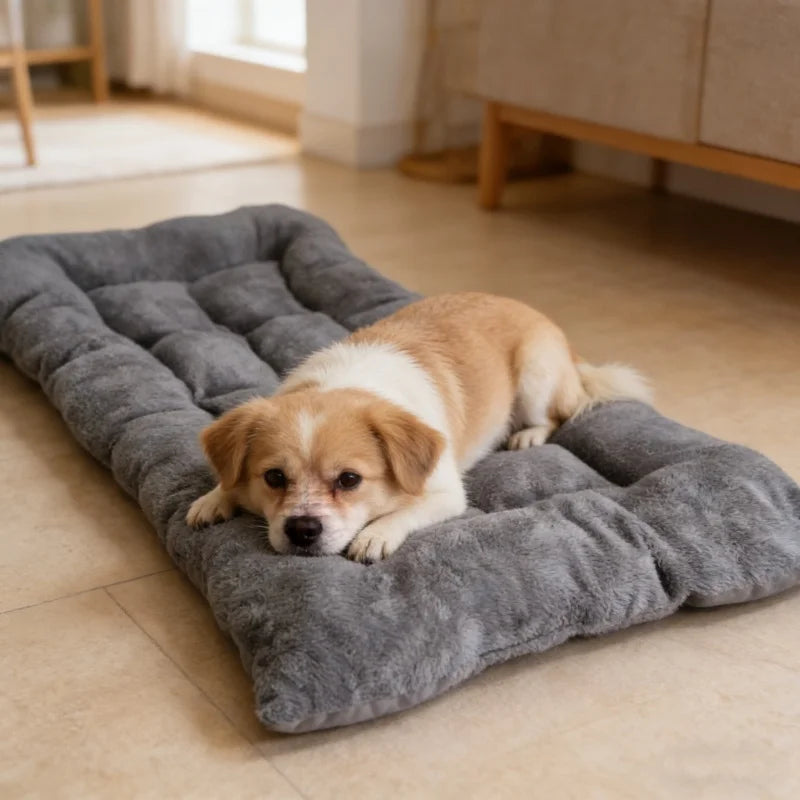 Plush Dog Bed Mat – Thick Soft Crate Pad for Small to Large Pets