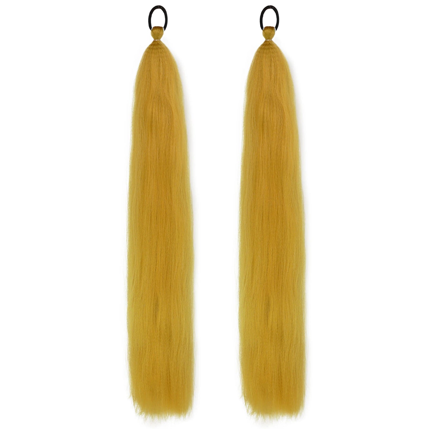 Synthetic Ponytail Extension 2-Piece Set – Long Straight with Rubber Band