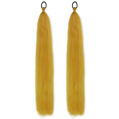 Synthetic Ponytail Extension 2-Piece Set – Long Straight with Rubber Band
