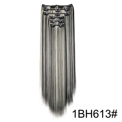Clip-In Hair Extensions 6-Piece Set Long Straight Synthetic Seamless