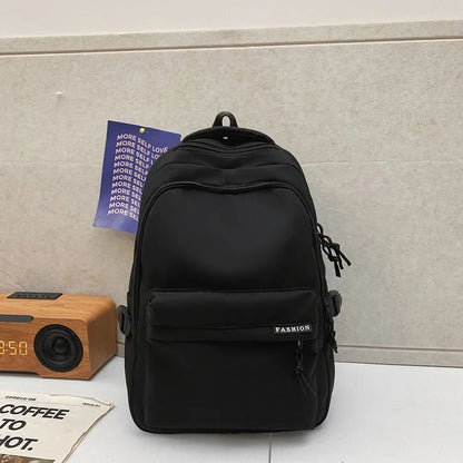 Large Capacity Student Backpack – Solid Color Travel School Bag