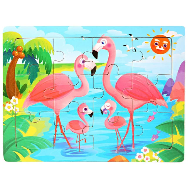 Wooden Cartoon Animal Puzzle for Kids – 30 Pieces Montessori Toy