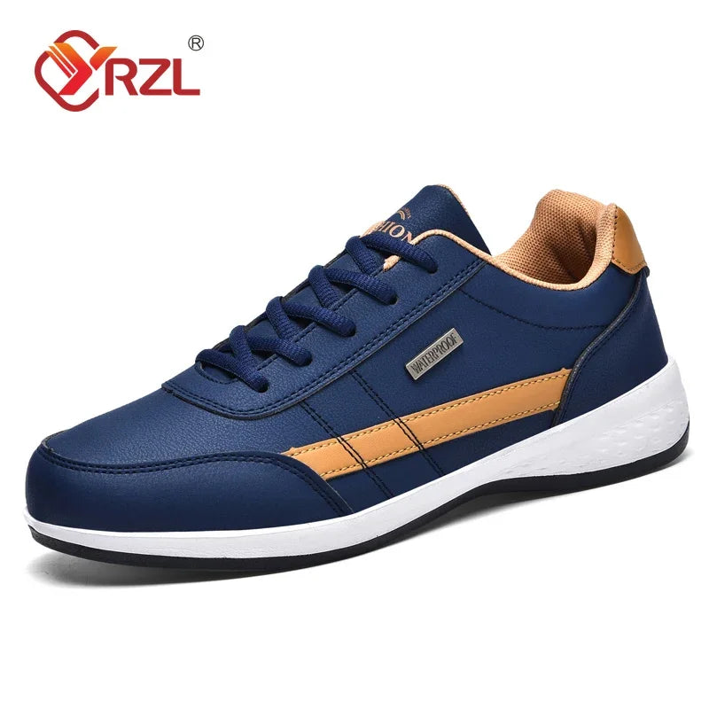 Men's Waterproof Leather Sneakers Non-Slip Lace-Up Sport Shoes