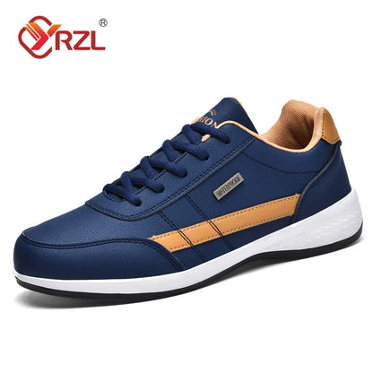 Men's Waterproof Leather Sneakers Non-Slip Lace-Up Sport Shoes