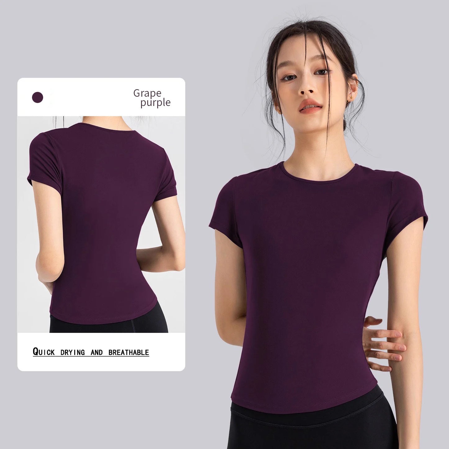 Women's Quick Dry Workout T-Shirt Slim Fit Yoga Top