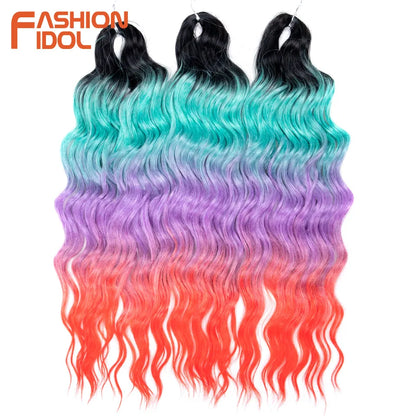 Anna 24 Inch Synthetic Hair Water Wave Braiding Extensions Ombre Blonde Deep Afro Curl Twist Crochet