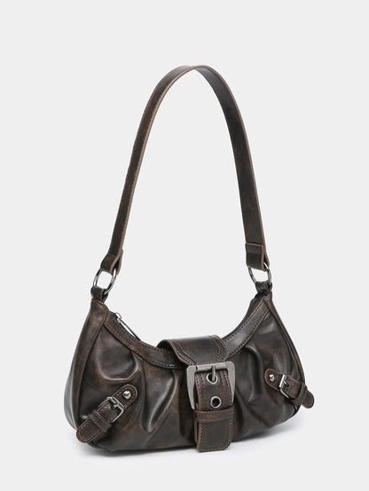 Retro Y2K Leather Shoulder Bag Women's Vintage Hobo Purse