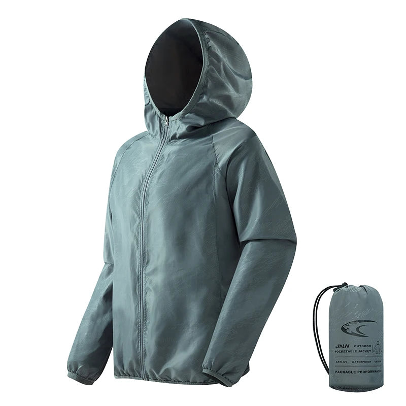 Waterproof Hiking Jacket – Unisex Packable Windbreaker with UV Protection