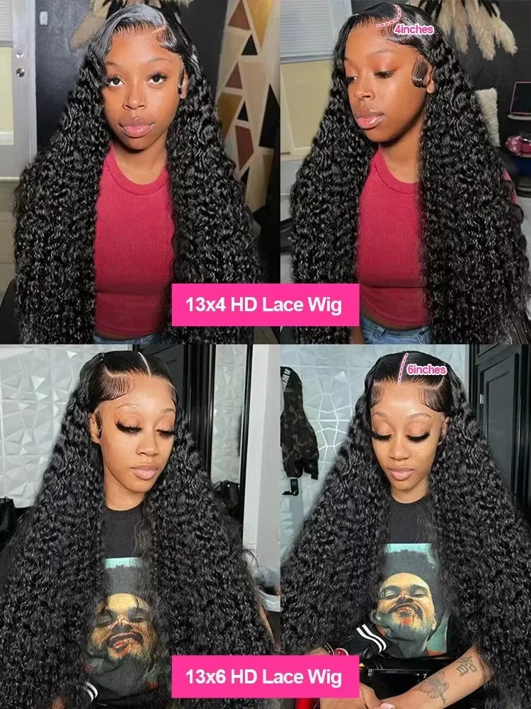 250 Density 13x6 Hd Lace Frontal Wig Deep Wave Curly Raw Human Hair Preplucked Water Front Wigs