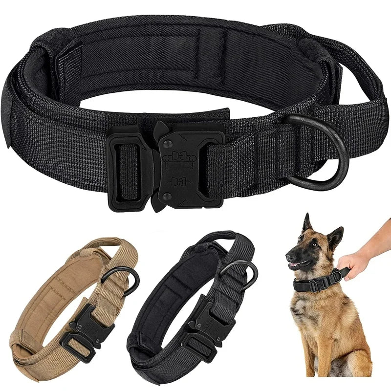 Tactical Dog Collar – Adjustable Military Training Nylon Collar with Metal Buckle