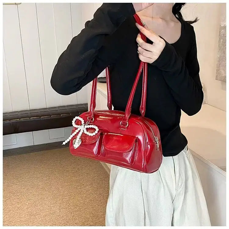 Korean Pearl Bow Shoulder Bag – Women's Pillow Handbag