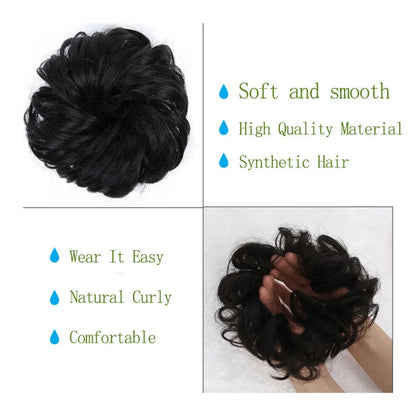 Synthetic Messy Hair Bun Chignon Scrunchies Fake Band Braid Elastic Hairpiece Tail Donut Updo Pieces