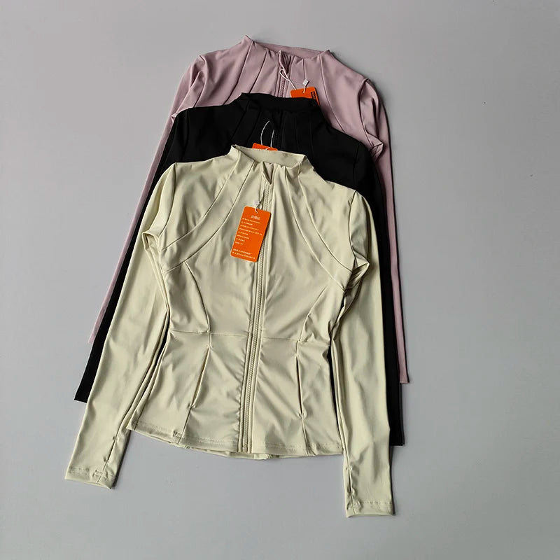 Women's Zip-Up Athletic Jacket – Long Sleeve Gym Cardigan