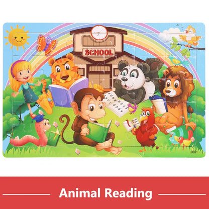 Wooden Cartoon Animal Puzzle for Kids – 30 Pieces Montessori Toy