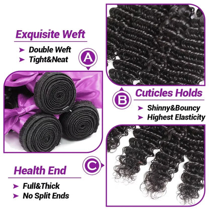 Burmese Raw Curly Human Hair Bundles Deep Wave 3 4 Women 30 Inch Sew Quickly Weave Remy Virgin