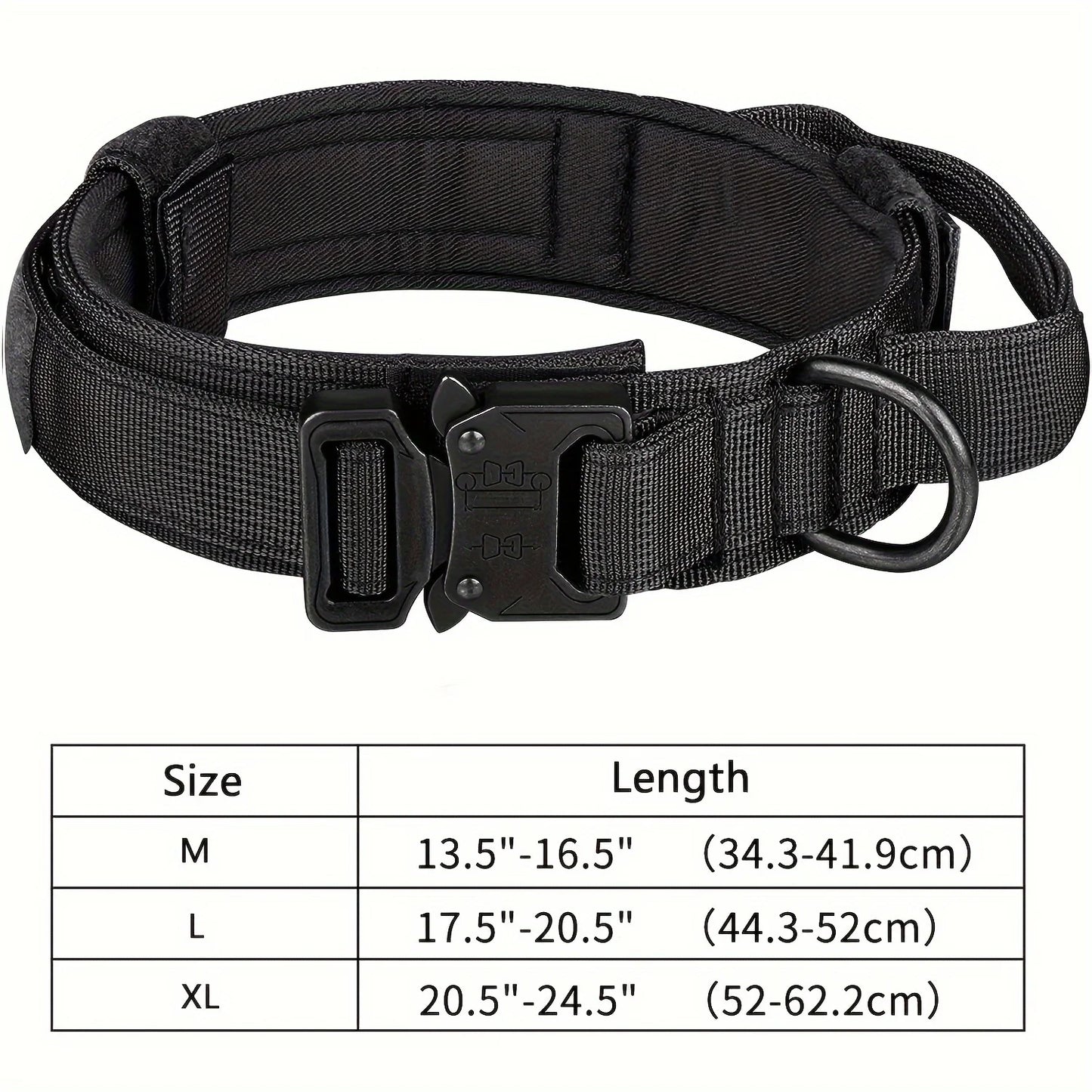 Tactical Dog Collar – Adjustable Military Training Nylon Collar with Metal Buckle