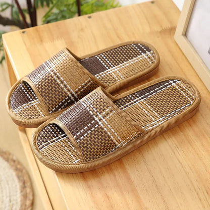 Bamboo Rattan Slippers – Breathable Anti-Slip Indoor Sandals