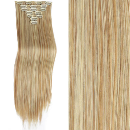 Clip-In Hair Extensions 7pcs 16 Clips Wavy Synthetic 24 Inch